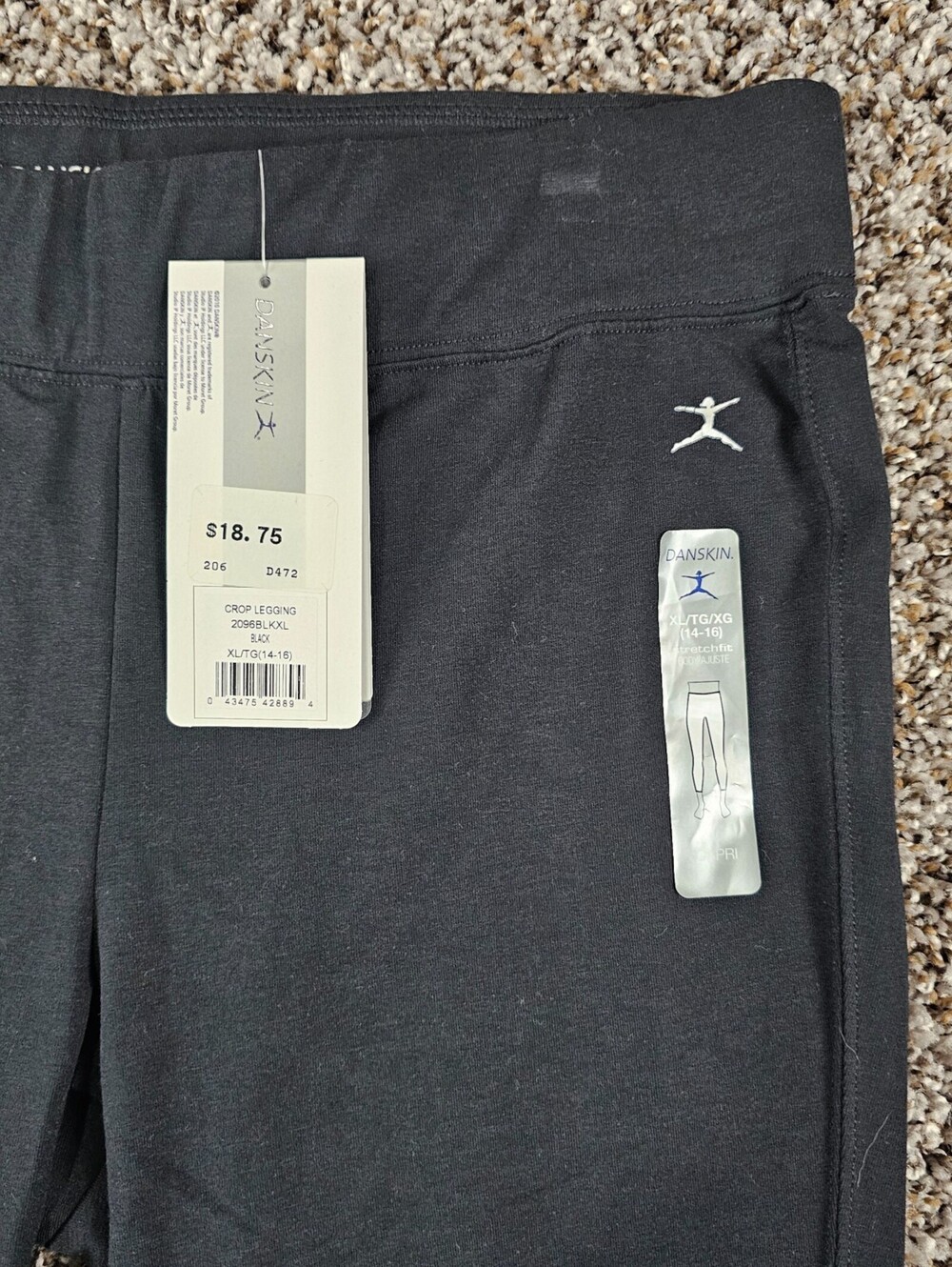 Vintage Y2K Danskin Womens Sz XL Capri length Athletic Leggings Black NEW - Picture 2 of 4